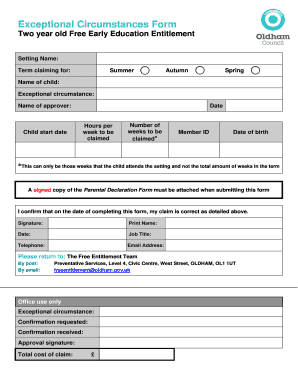 Exceptional Circumstances Form