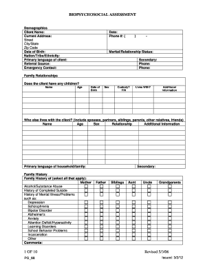 Biopsychosocial Assessment Form