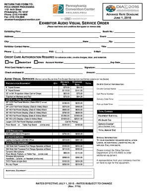 Exhibitor Audio Visual Service Order Form