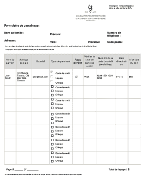 Formulaire de parrainage