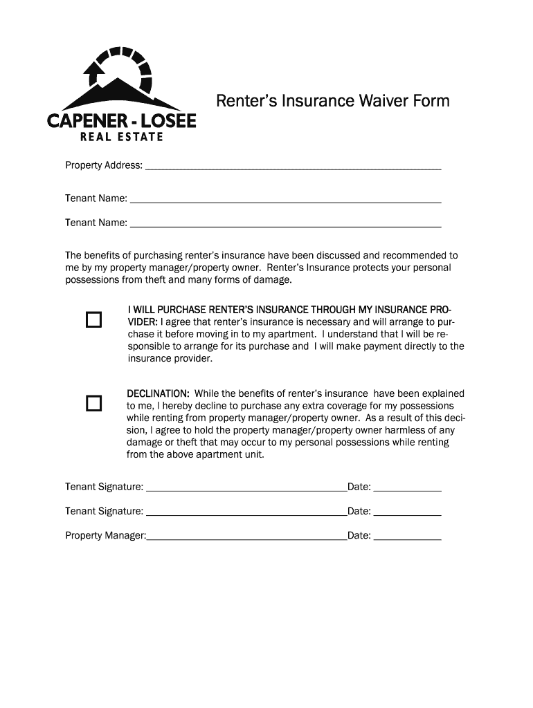 Renters Insurance Form Pdf Fill Online Printable Fillable Blank