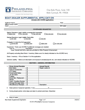 Boat Dealer Supplemental Application