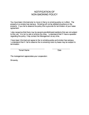Non-Smoking Policy Agreement