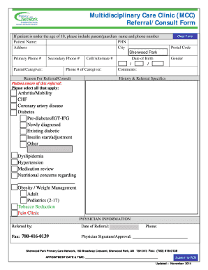 Multidisciplinary Care Clinic Referral Form