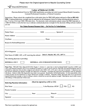 TRICARE Physician Referral Form