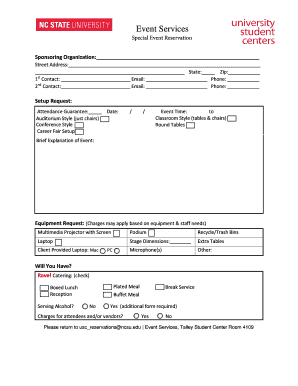 Special Event Reservation Form
