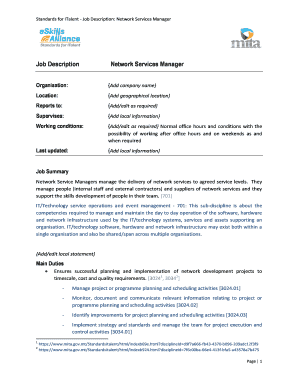 Network Services Manager Job Description