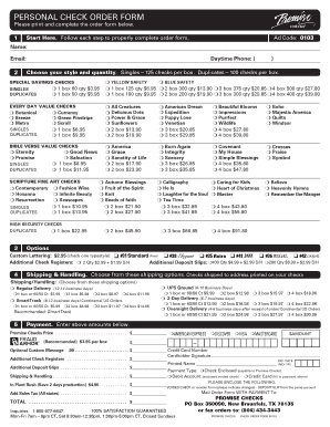 Personal Check Order Form