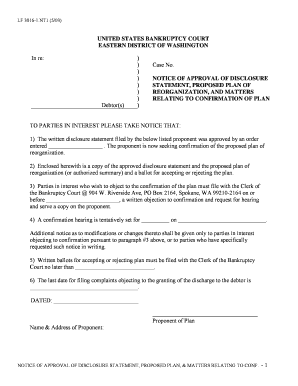 Bankruptcy Court Notice of Approval
