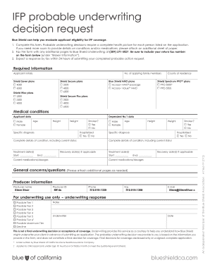 Blue Shield IFP Underwriting Decision Request