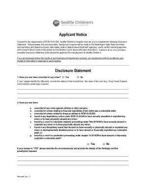 Seattle Children's Hospital Disclosure Statement