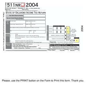 Oklahoma State Income Tax Return 511NR 2004