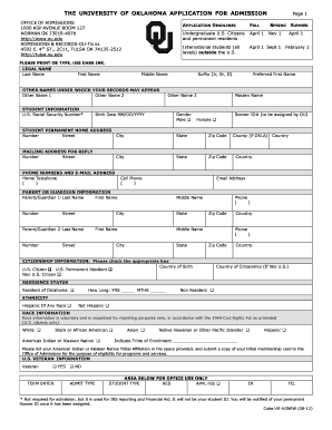 University of Oklahoma Transfer Application