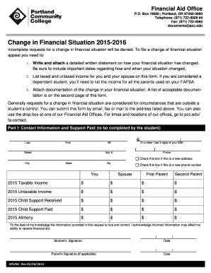 Change in Financial Situation Appeal Form