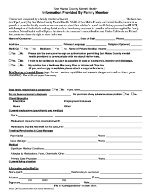 California Mental Health Family Information Form