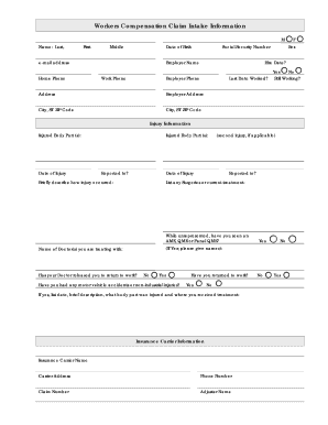 Workers Compensation Claim Intake Form