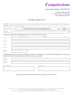Change of Name Form