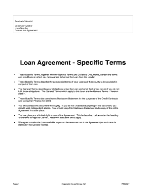 Loan Agreement Specific Terms