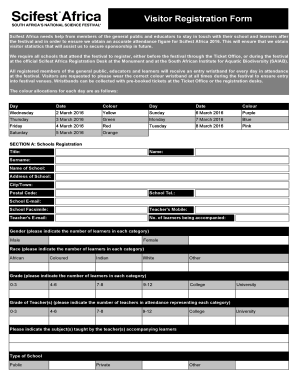 Scifest Africa Visitor Registration Form