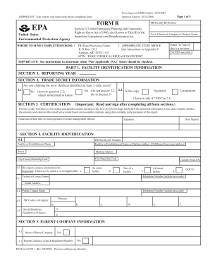 EPA Form R Toxic Chemical Release Inventory