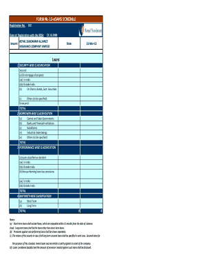 Insurance Company Loan Schedule Form NL-13