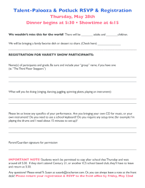Talent-Palooza Potluck RSVP Registration - independencecharter