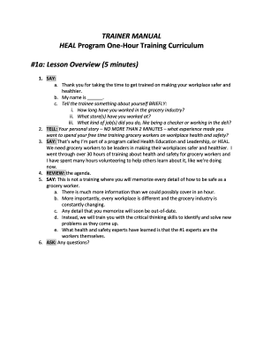 HEAL Program One-Hour Training Curriculum