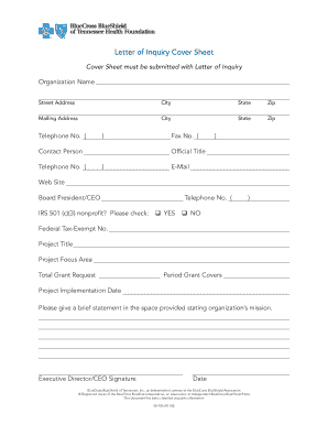 Letter of Inquiry Cover Sheet