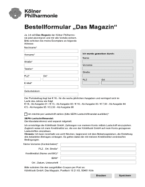 Bestellformular „Das Magazin“