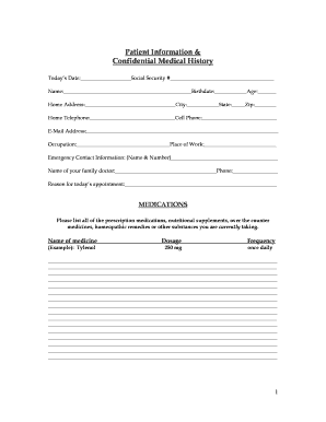 Patient Information & Confidential Medical History Form