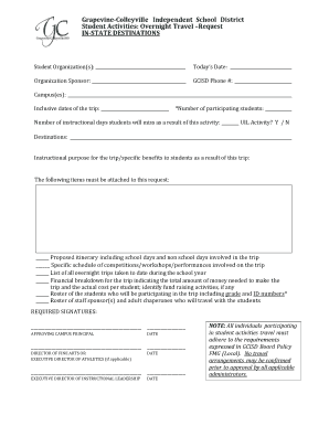 Student Overnight Travel Request Form