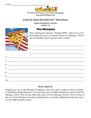 Kidsville News BrainWorks Worksheet