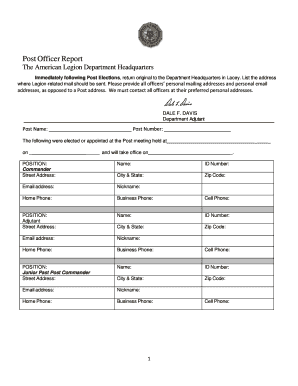 Post Officer Report Form