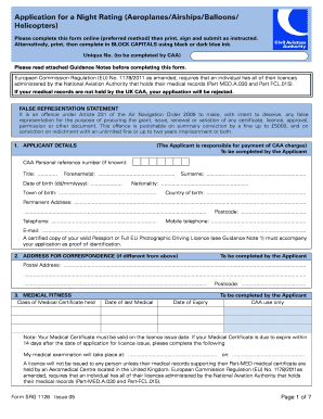 UK Night Rating Application Form