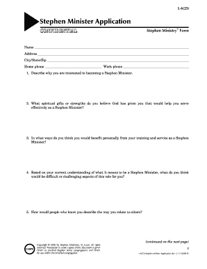 Stephen Minister Application Form