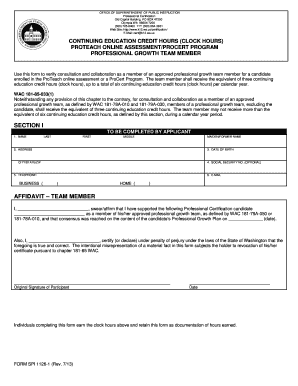 Washington Professional Growth Team Member Form