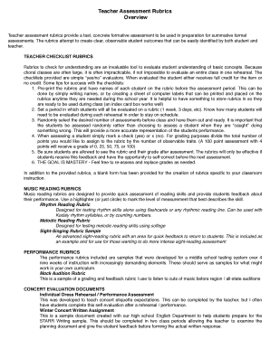 Teacher Assessment Rubrics