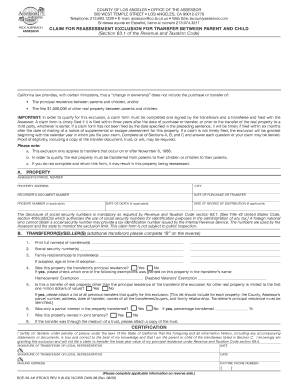 California Parent-Child Property Transfer Exclusion Claim