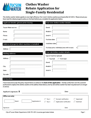 Clothes Washer Rebate Application