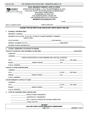 Soil Erosion Permit Application Form