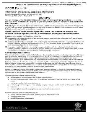 BCCM Form 14 Information Sheet