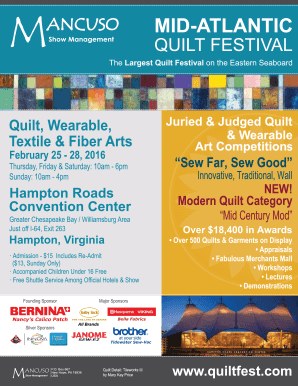 Mid-Atlantic Quilt Festival Registration Form