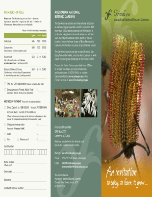 Australian National Botanic Gardens Membership Application