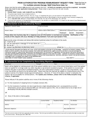 Prior Authorization Reimbursement Request Form