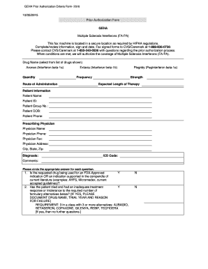 GEHA Prior Authorization Criteria Form