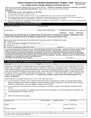 Prior Authorization Reimbursement Request Form
