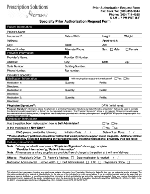 Specialty Prior Authorization Request Form