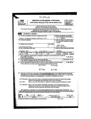 IRS Form 1023 Application for Recognition of Exemption