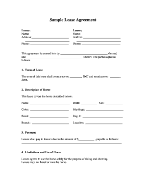 Horse Lease Agreement