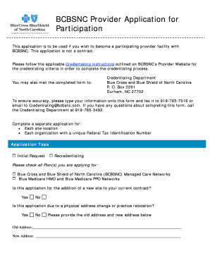 BCBSNC Provider Application for Participation